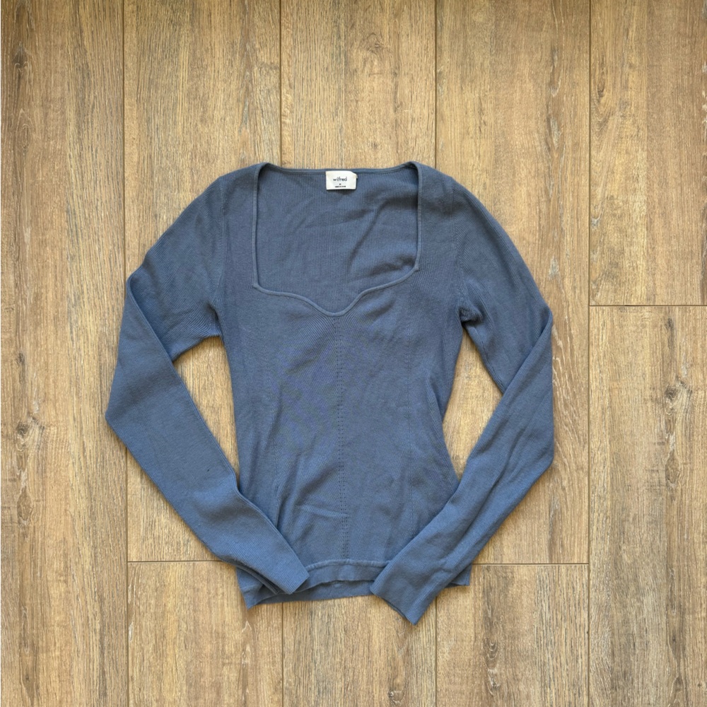 Ribbed Blue/Gray Sweater
